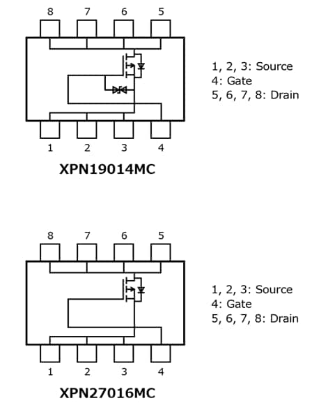 The illustration of internal circuit of lineup expansion of -40V/-60V automotive p-channel power MOSFETs for stable operation of automotive equipment.