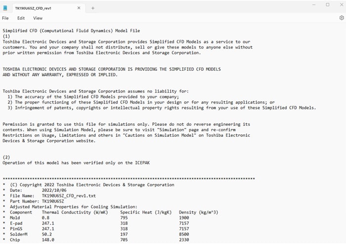 Figure 9: Standard content of material property value text file